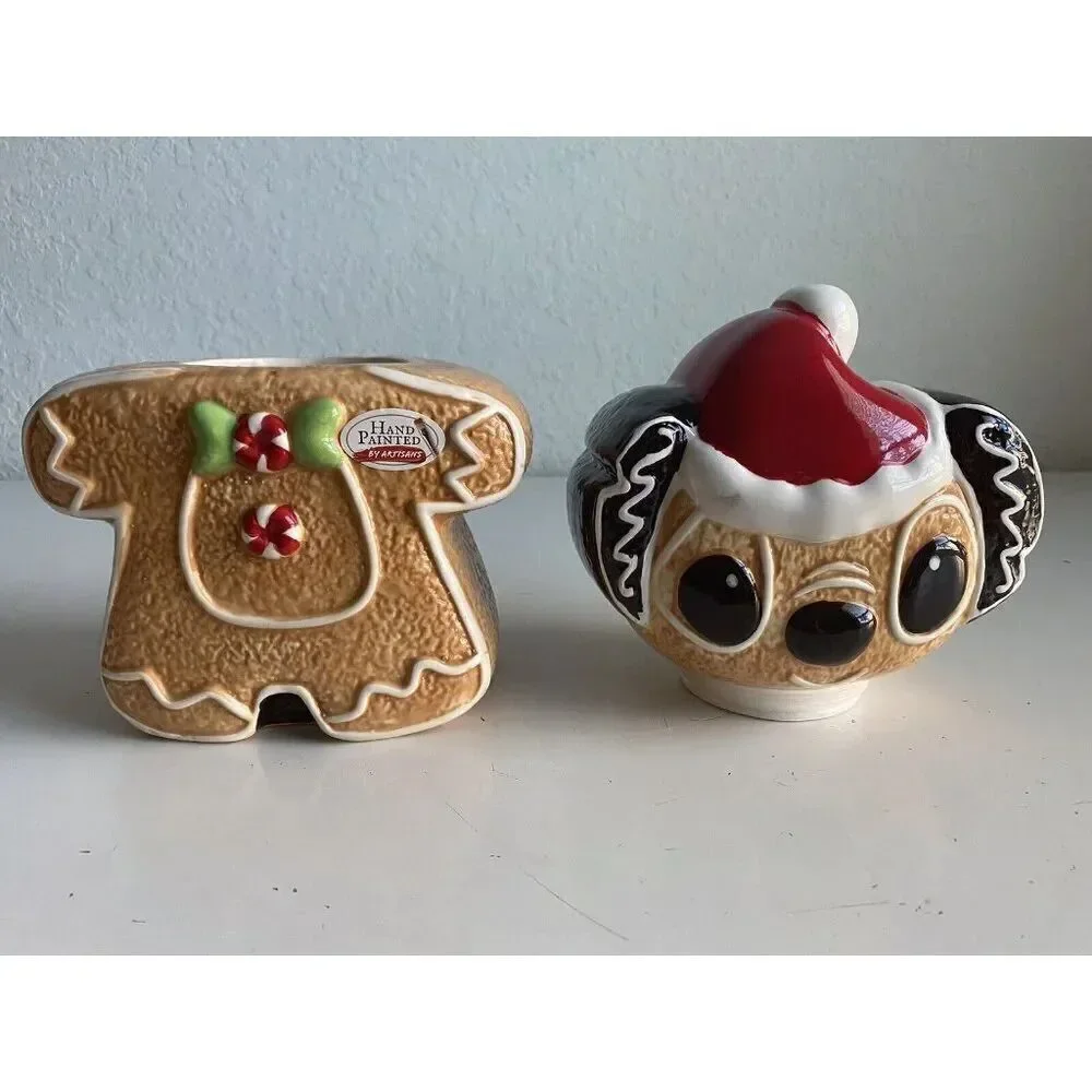 Disney Stitch Gingerbread Cookie Jar Christmas‎ Holiday Ceramic Hand Painted NEW